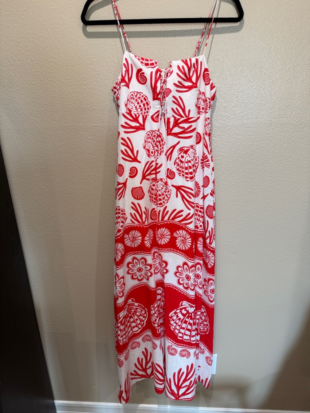 NEW! Viral Calypso St. Barth Red Sea Shell Linen Maxi Dress - MUST HAVE! - Picture 3 of 10